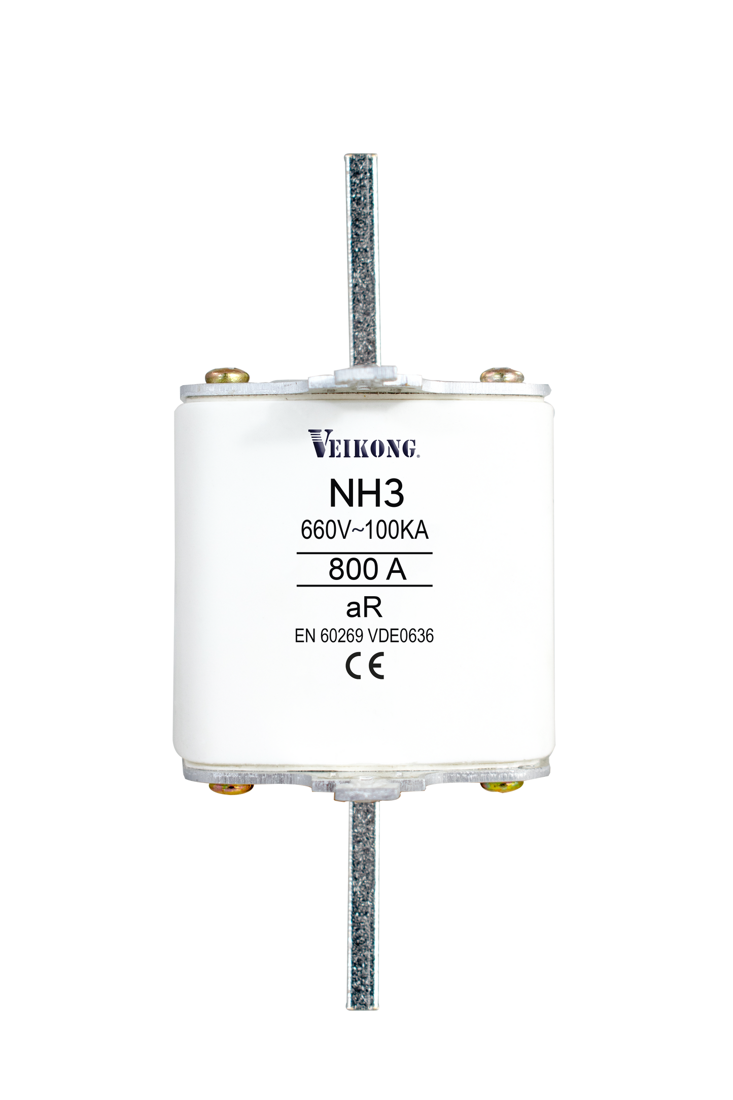 Juego de 3 Fusibles de cuchilla Marca Veikong, Tamaño NH3 , Acción Rapida (AR), 690VAC, 800 Amp, 100kA, para variador modelo: VFD500-132G/160PT4