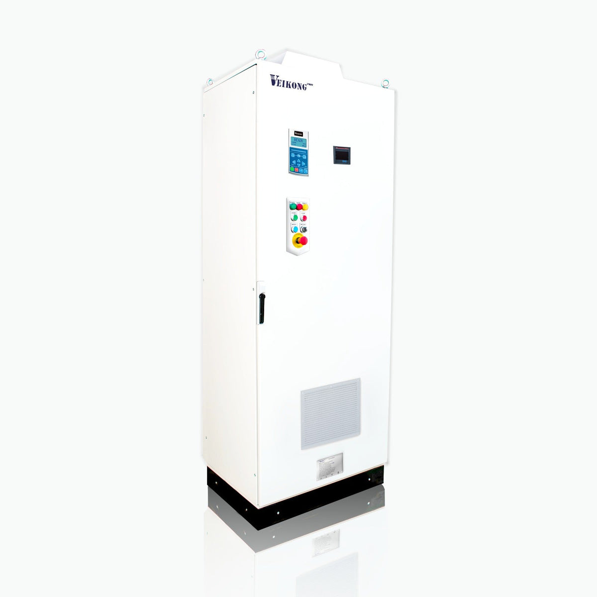 Arrancador Suave en Gabinete Marca Veikong VKS-8000-132-T4PRO Trifásico, 380 - 480 VAC, 175 hp, Incluye: Interruptor termomagnético, panel de control, botones, paro de emergencia y supresor de sobrevoltaje