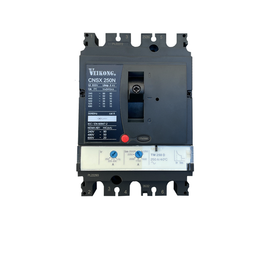 Interruptor termomagnético Marca Veikong ,en caja moldeada, CNSX250N, 3P , 50 KA a 440V, Tipo. TMD 250-145 Amperes  , aplicable para arrancador: VKS-8000-090-T4/045-T2