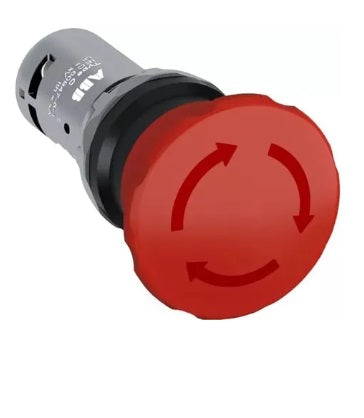 Boton Paro Emergencia Hongo de 40mm, Compacto, Modelo CE4T-10R-01, Incluye 1 NC, Girar para Restablecer