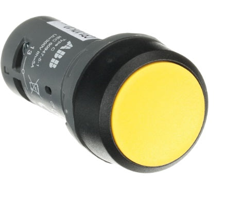 Boton Pulsador Compacto Color Amarillo, Modelo CP1-10Y-10, Incluye 1 Contacto NA