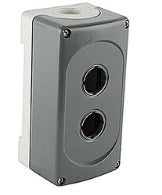Botonera Plastica IP66 Color Gris, Modelo MEP2-0, 2 Huecos/ Orificios para Boton de 22mm.