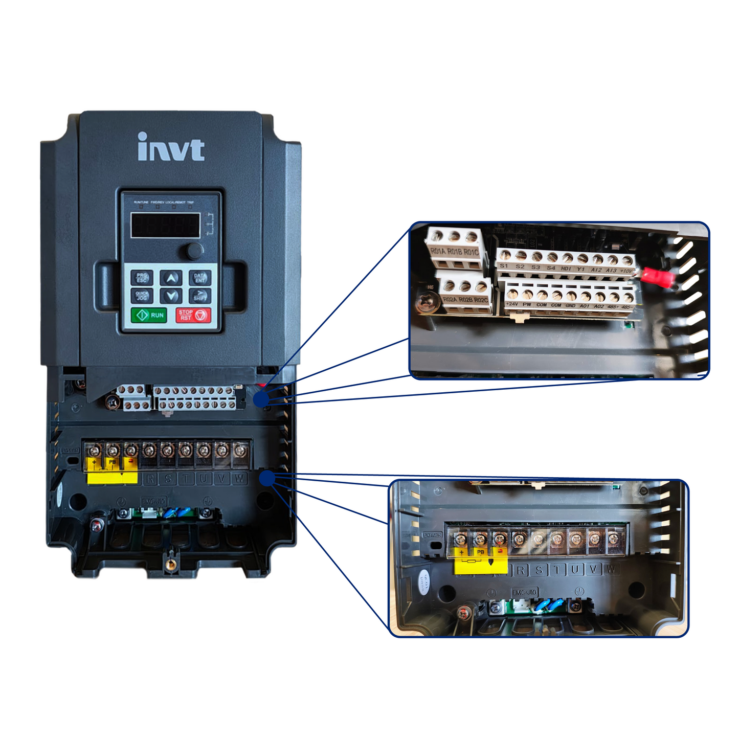 Variador de Frecuencia Marca INVT, Trifásico 7.5hp, GD20-5R5G-4, 380 - 440 VAC, 14 AMP