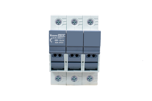 Seccionador Portafusible 3 polos Marca Veikong para fusible de 14x51 mm  TIPO: RT18-63 ,modelo: DN56118  40A Y 63 Amp.
