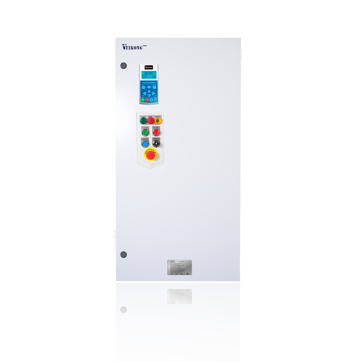 Arrancador Suave en Gabinete Marca Veikong  VKS-8000-055-T4PRO Trifásico, 380 - 480 VAC, 75 hp.  Incluye: Interruptor termomagnético, panel de control, botones e indicador digital, paro de emergencia, y supresor de sobrevoltaje