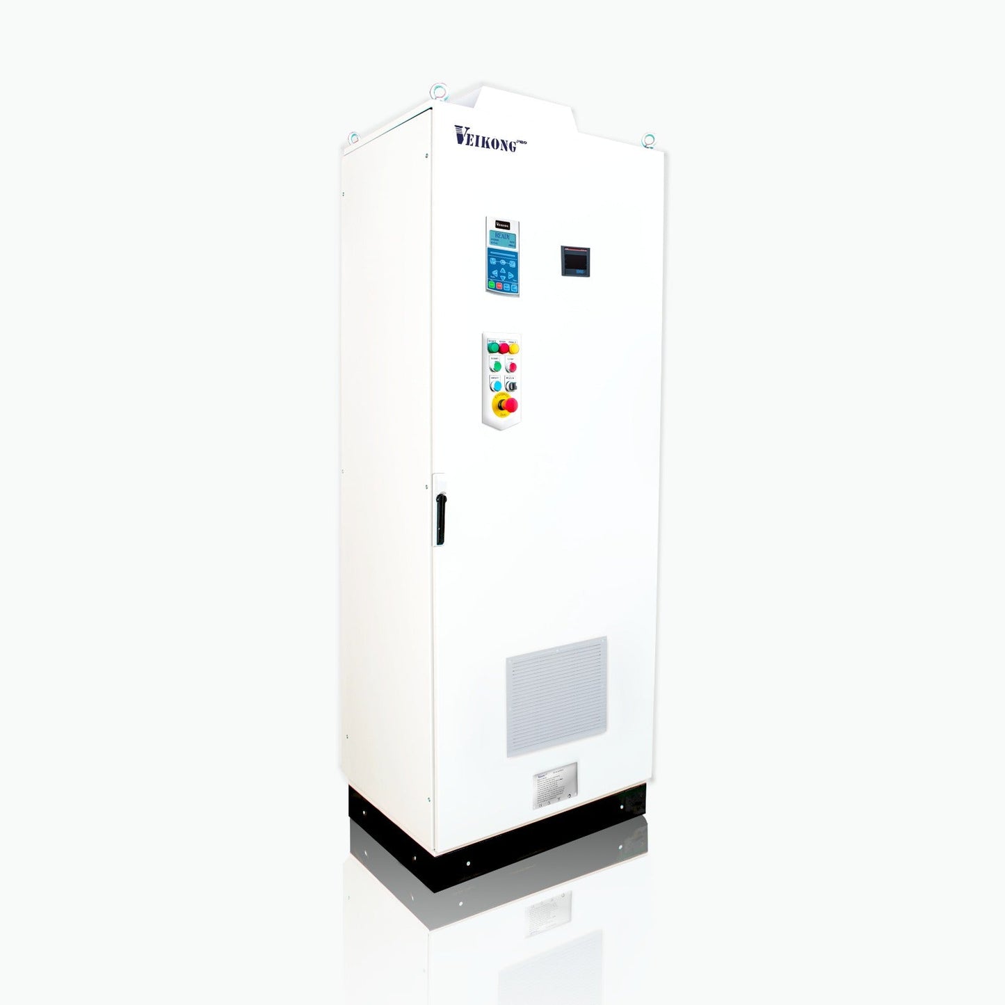 Arrancador Suave en Gabinete Marca Veikong VKS-8000-132-T4PRO Trifásico, 380 - 480 VAC, 175 hp,  Incluye: Interruptor termomagnético, panel de control, botones, paro de emergencia y supresor de sobrevoltaje