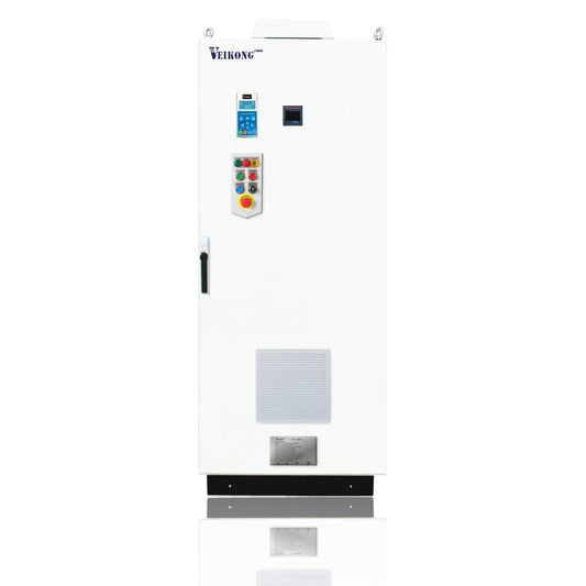 Arrancador Suave en Gabinete Marca Veikong  Trifásico 150 hp VKS-8000-115-T4, 380 - 480 VAC, 230 A. Incluye: Interruptor termomagnético, panel de control, botones, paro de emergencia, y supresor de sobrevoltaje